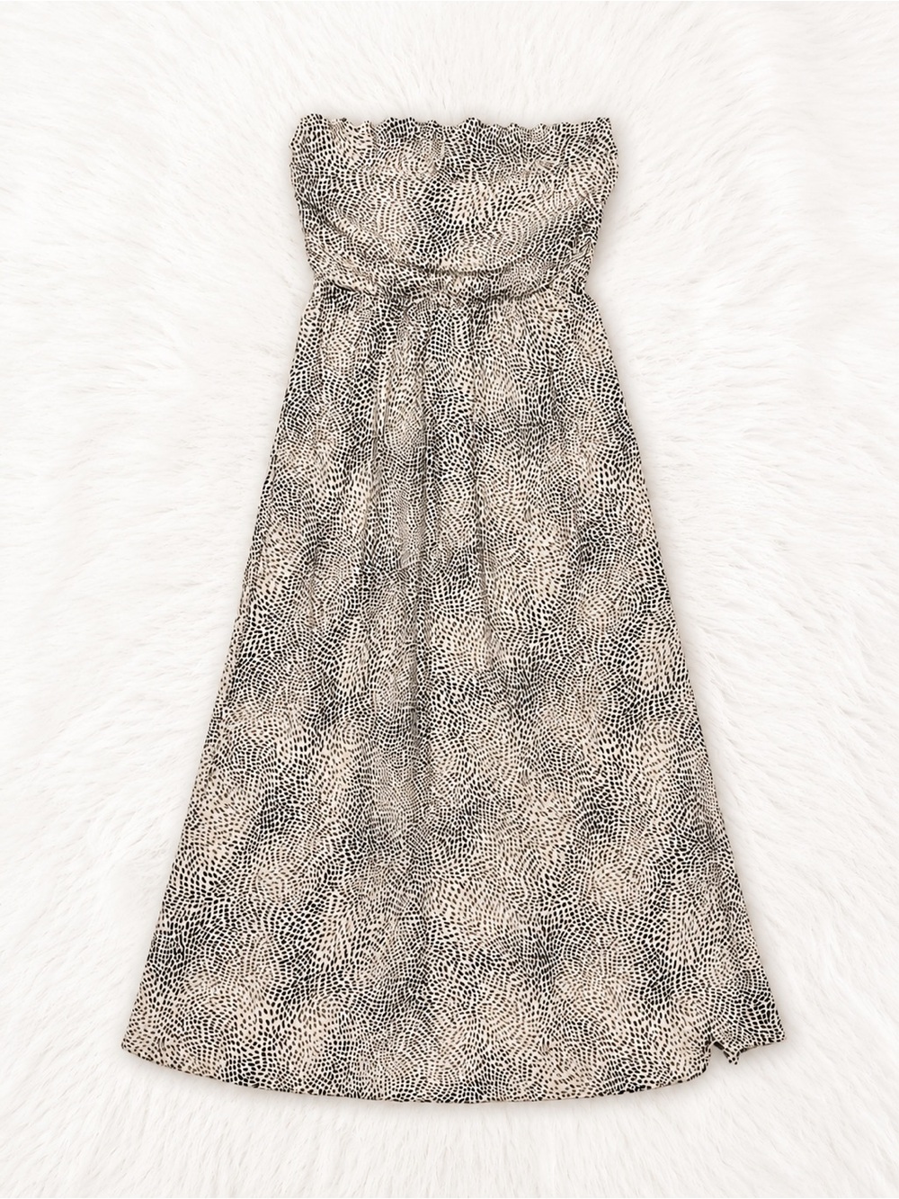 West K Strapless Animal Print Midi Dress Small | Neutral Leopard Print Tube
